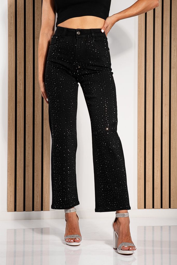 Дамски Wide Leg Fit Дънки Alberta черни #A1215
