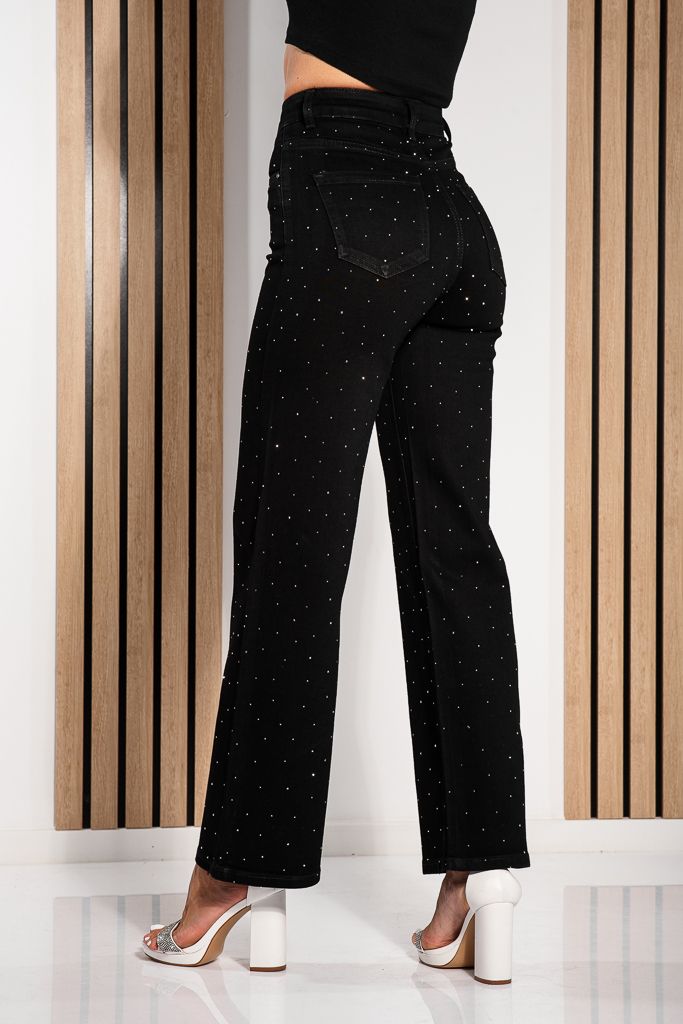 Дамски дънки с широк крачол Alfreda Black #A1214