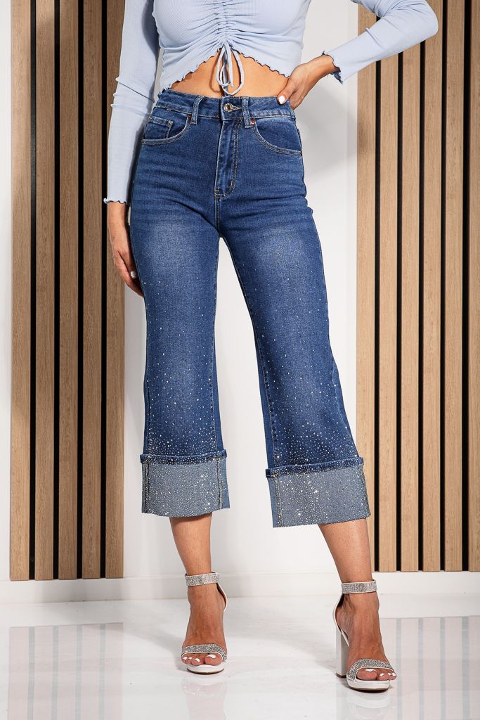 Дамски Wide Leg Дънки Chiara сини #A1205