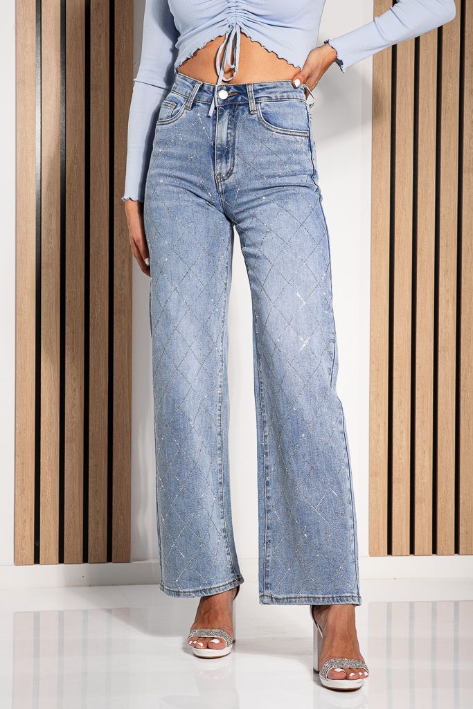 Дамски Wide Leg Fit Дънки Jaya Сини #A1229