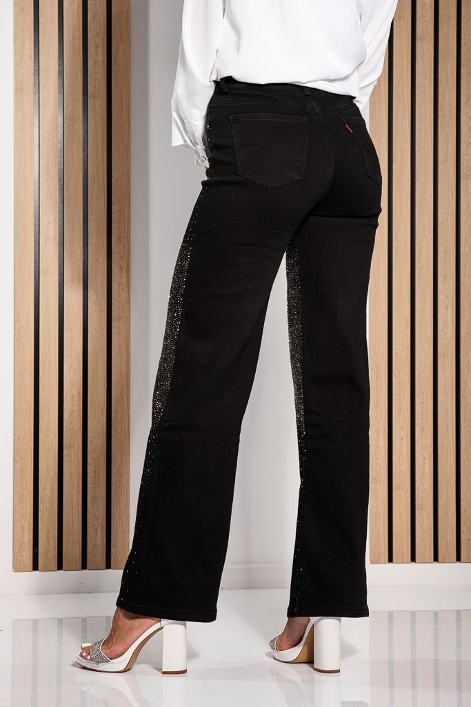 Дамски разкроени дънки Flora Black #A1175