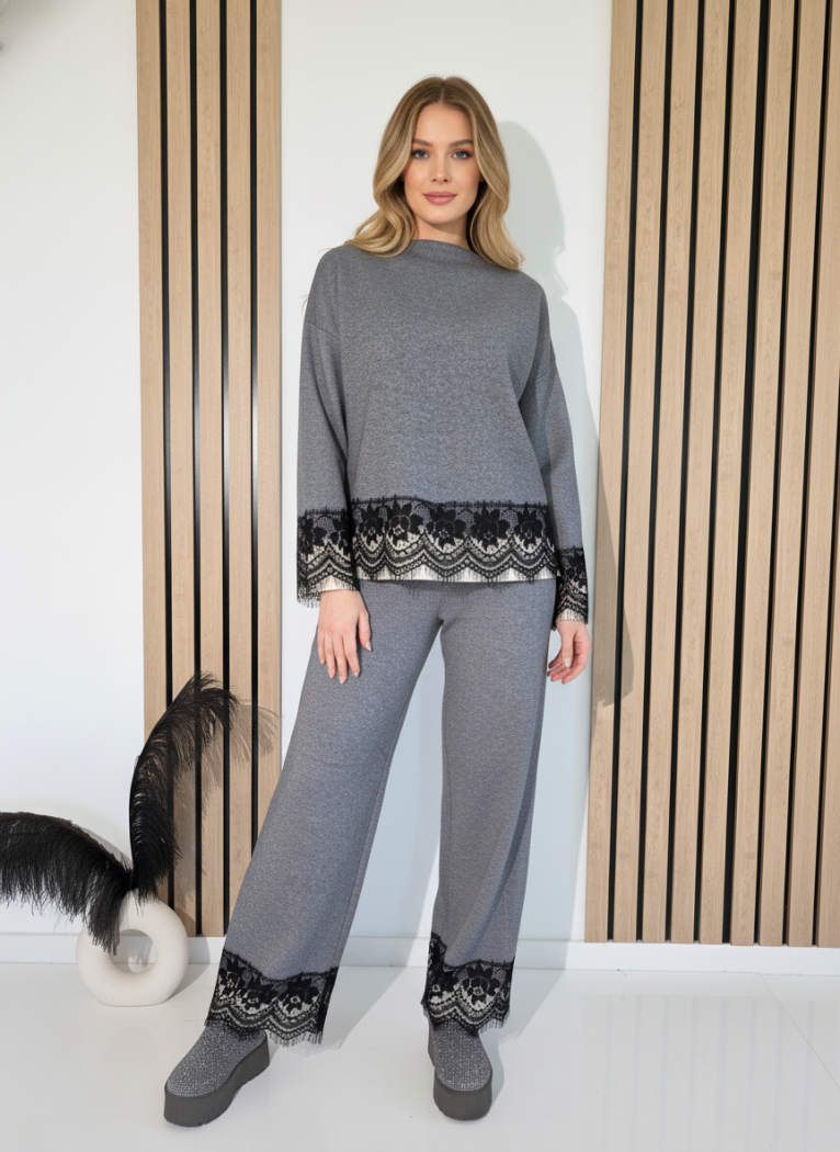 Дамски Комплект сив Angela 2 части трико #A1246