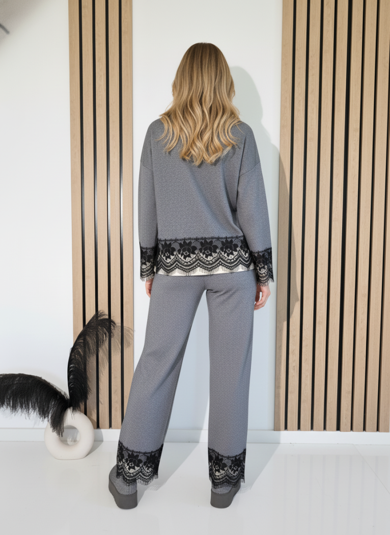 Дамски Комплект сив Angela 2 части трико #A1246