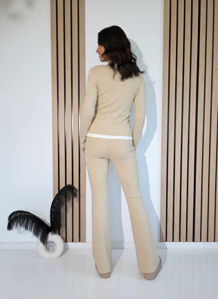 Дамски Комплект бежов Amira 2 части трико #A1241