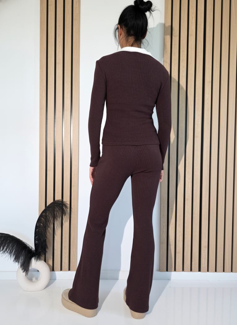 Дамски Комплект кафяв Amira 2 части трико #A1244