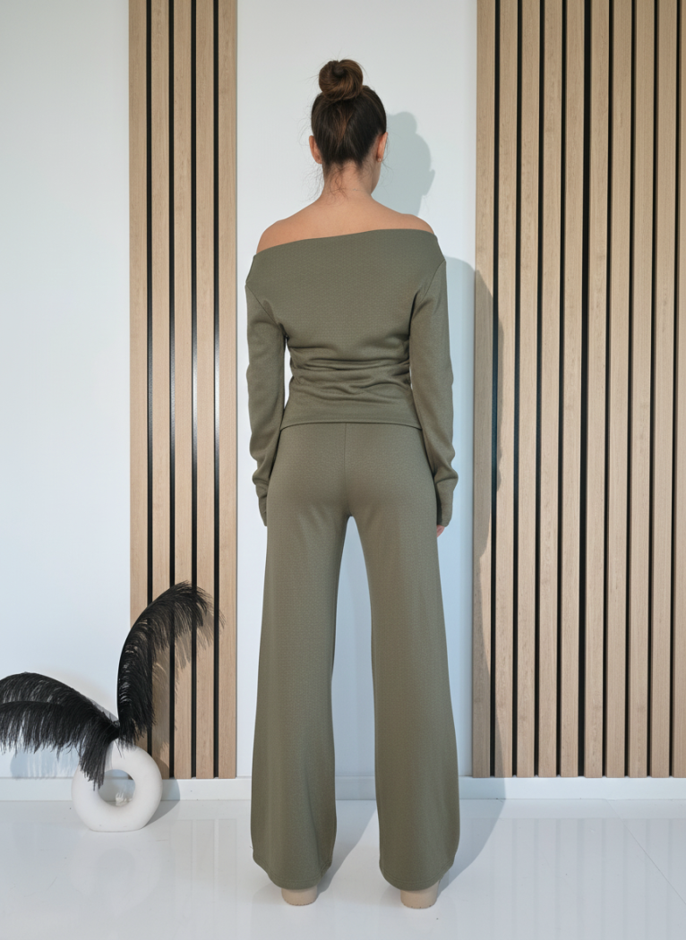 Дамски Комплект зелен Flori 2 части ватиран #A1264