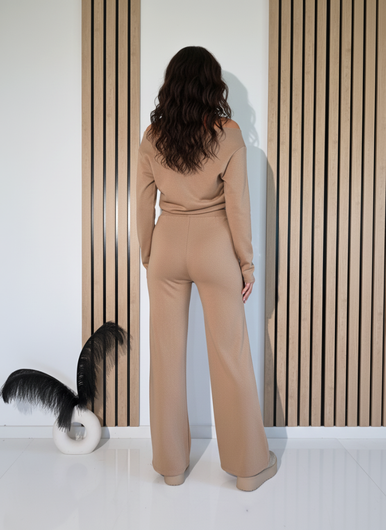 Дамски Комплект кафяв Flori 2 части ватиран #A1261