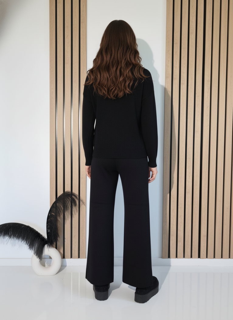 Дамски Комплект черен Eda 2 части трико #A1249