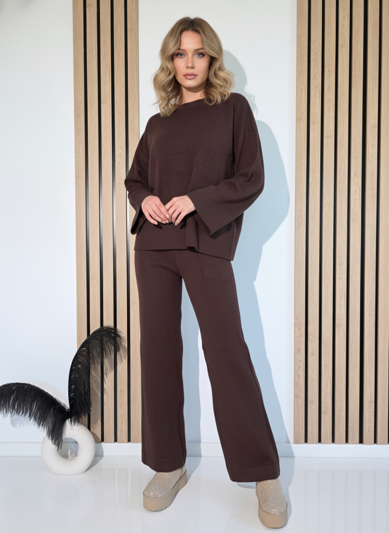 Дамски Комплект кафяв Adela 2 части трико #A1237