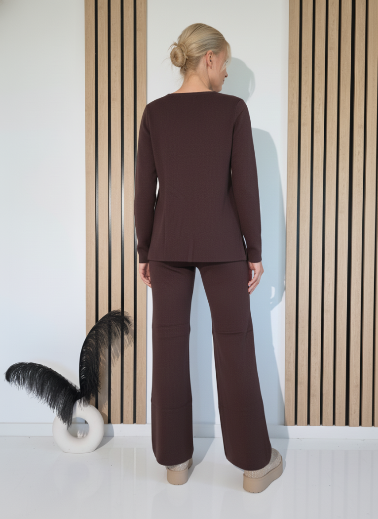 Дамски Комплект кафяв Adina 2 части трико #A1239