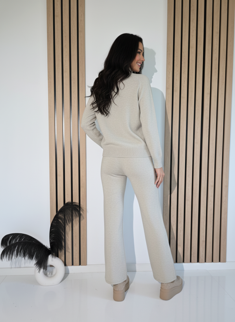 Дамски Комплект бежов Sara 2 части трико #A1259