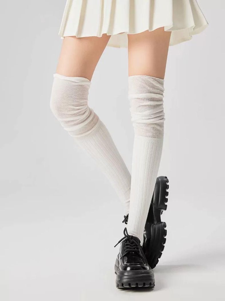 Дамски бели дълги чорапи Alis #A1304