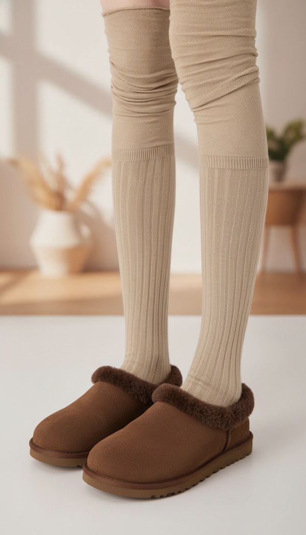 Дамски бежови дълги чорапи Alis #A1302