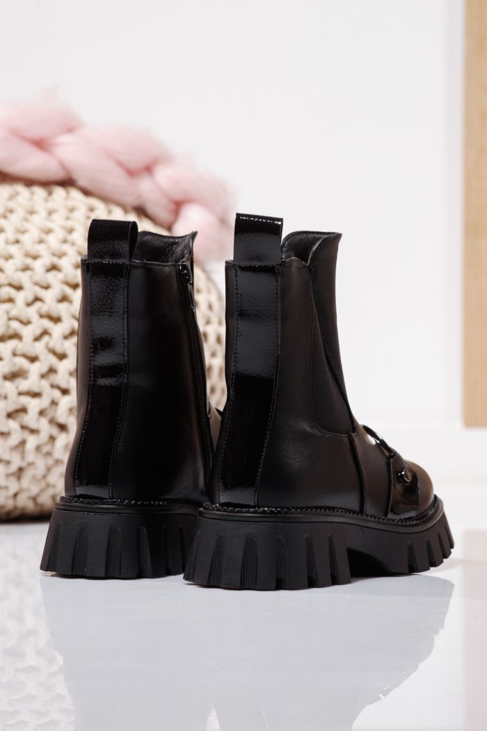 Боти за момичета подплатени с пух черни  от еко кожа Bela #23113