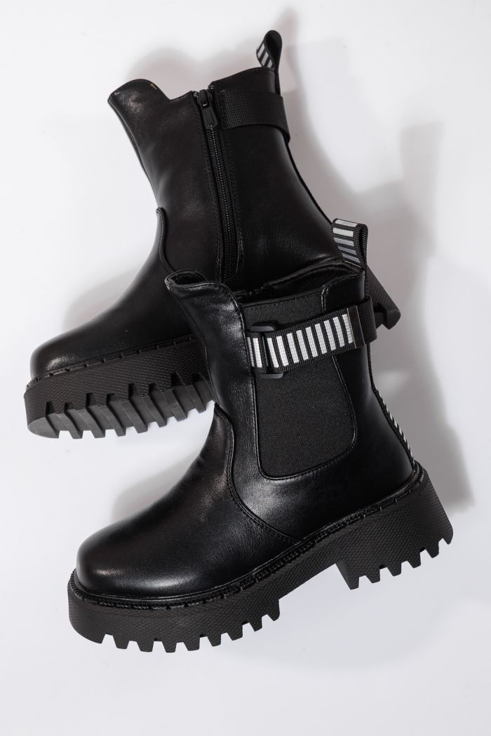 Боти за момичета подплатени с пух черни от еко кожа Talia #23108