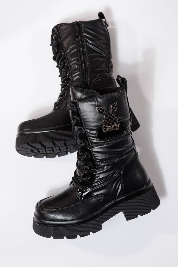 Боти за момичета подплатени с пух черни от еко кожа Dalia #23117