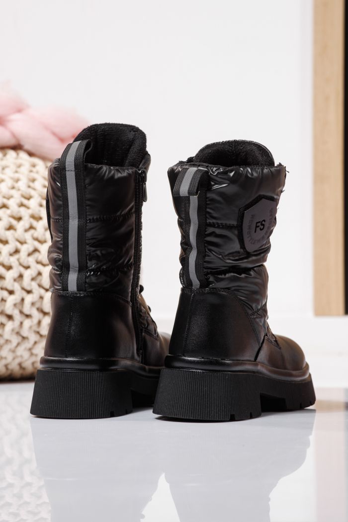 Боти за момичета подплатени с пух черни от еко кожа Despina #23119