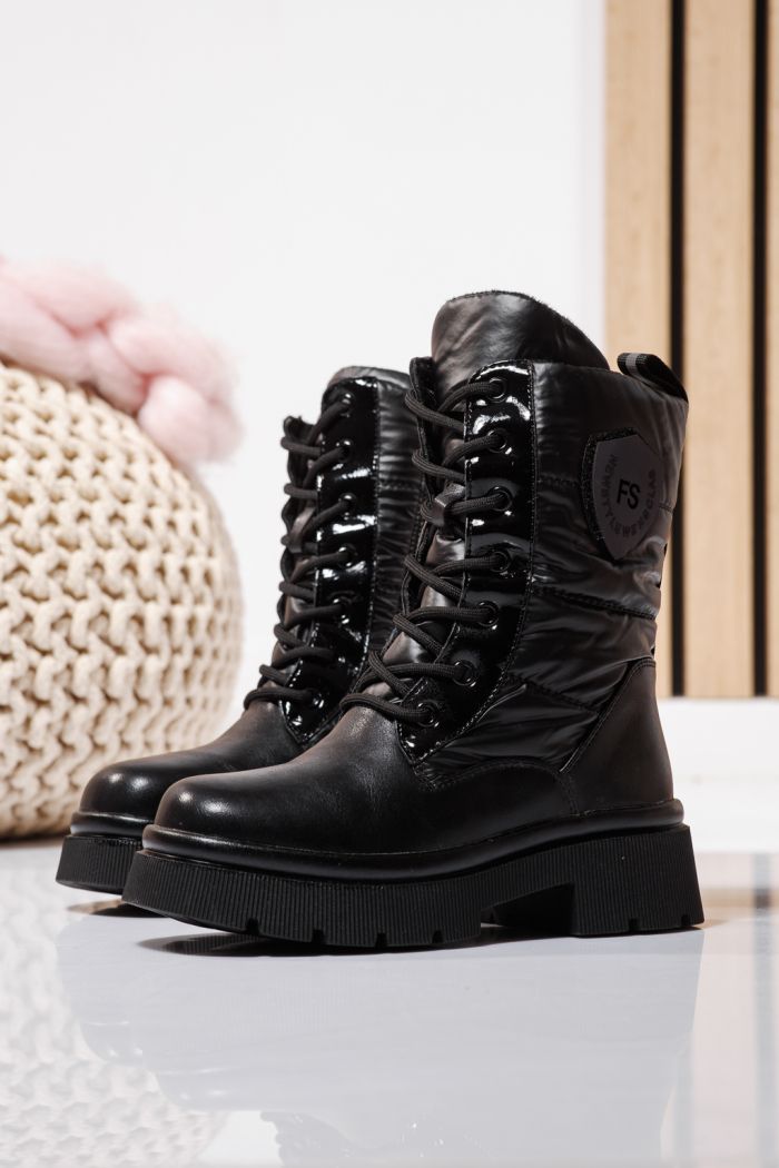 Боти за момичета подплатени с пух черни от еко кожа Despina #23119