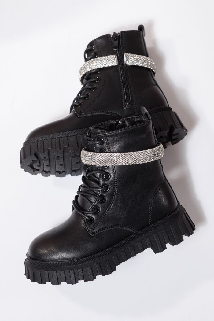 Боти за момичета подплатени с пух черни от еко кожа Dora #23120