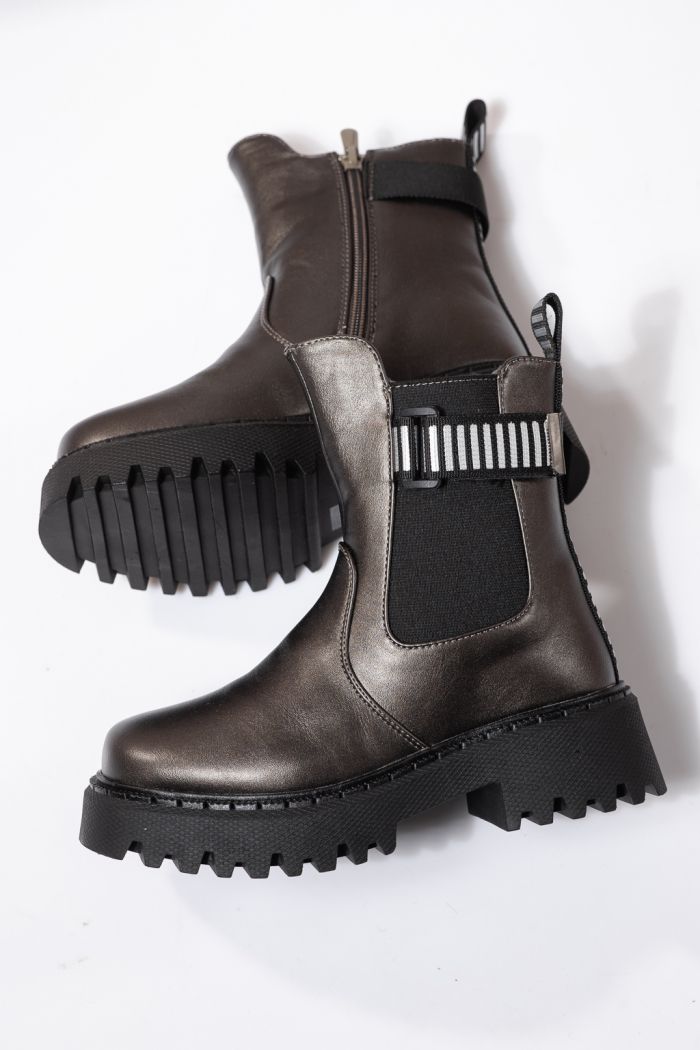 Боти за момичета подплатени с пух сиви от еко кожа Talia #23107