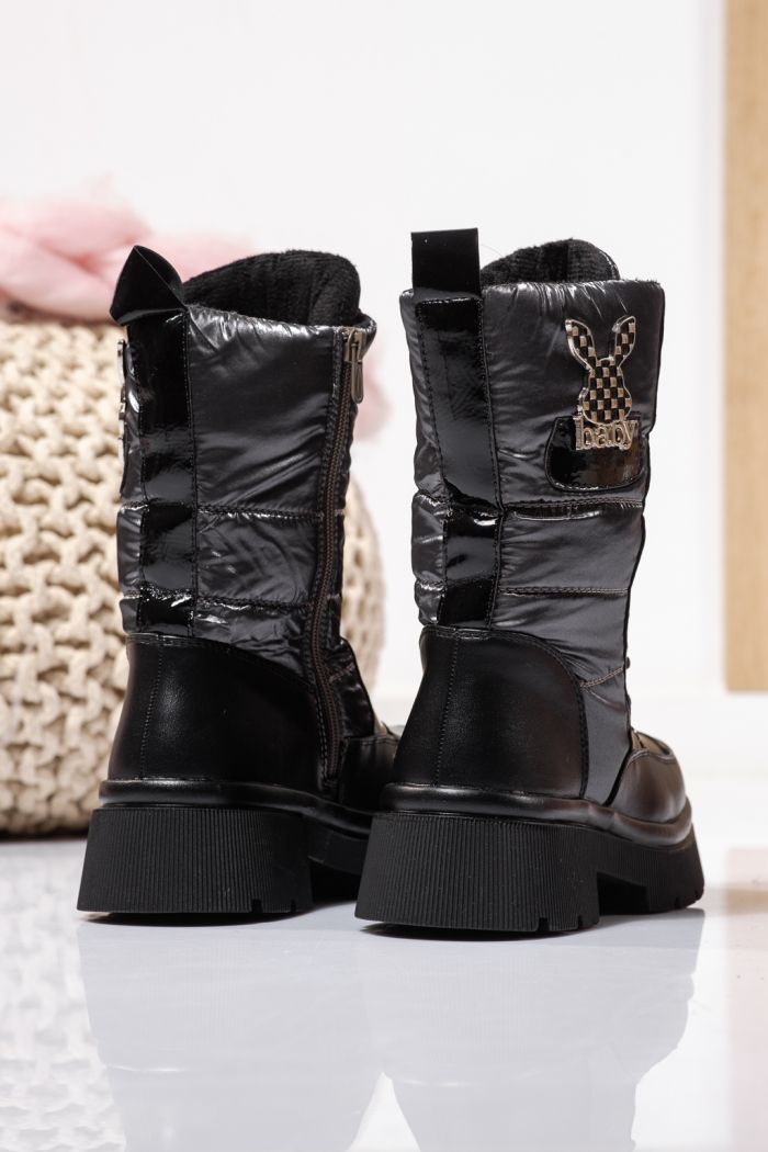 Боти за момичета подплатени с пух сиви от еко кожа Dalia #23116