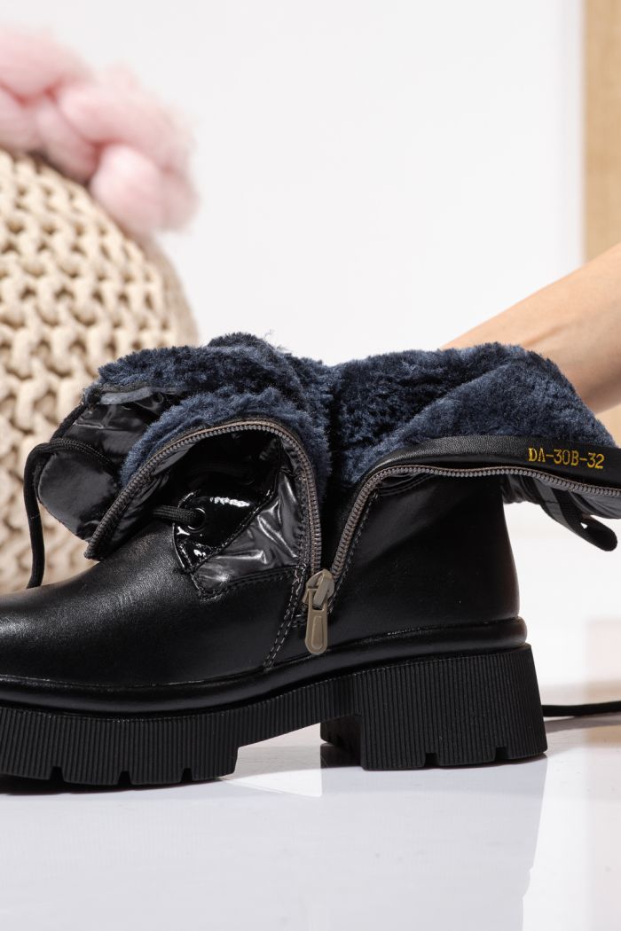 Боти за момичета подплатени с пух сиви от еко кожа Despina #23118