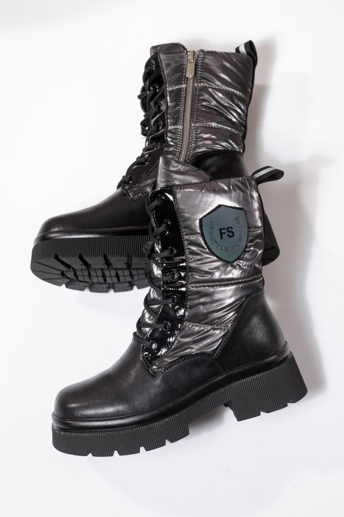 Боти за момичета подплатени с пух сиви от еко кожа Despina #23118