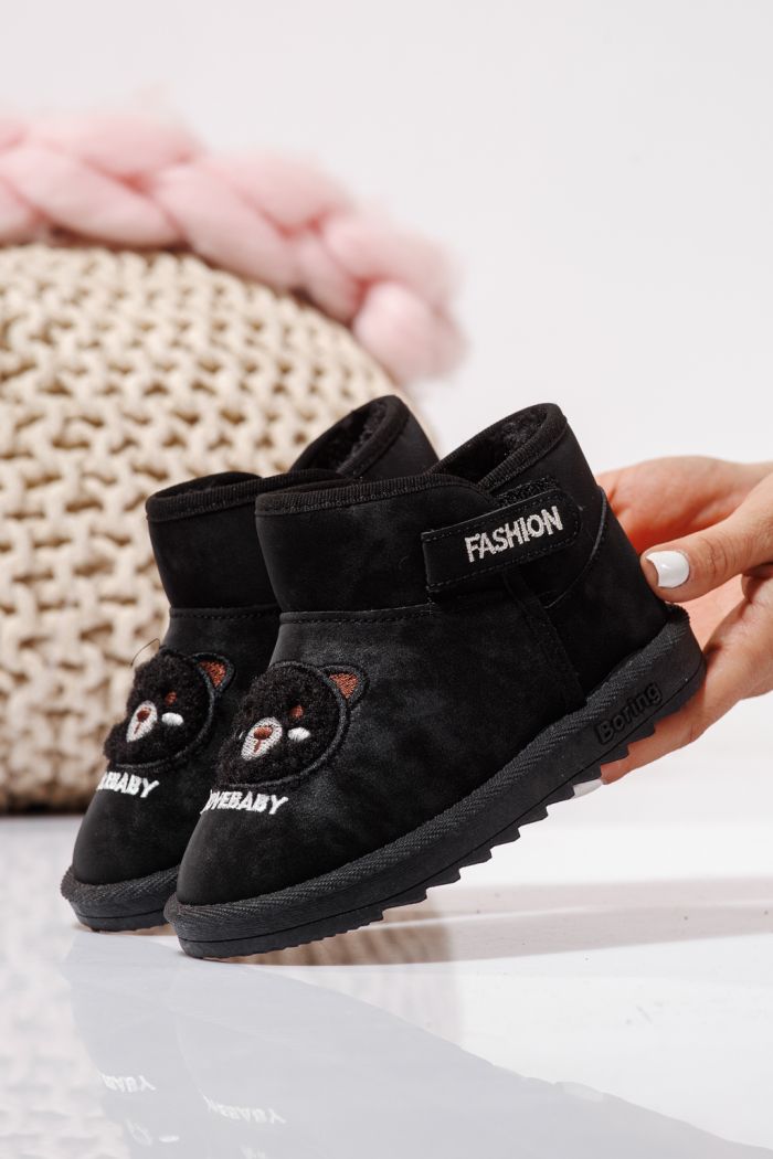 Боти за момичета подплатени с пух черни от еко кожа Julieta #23151