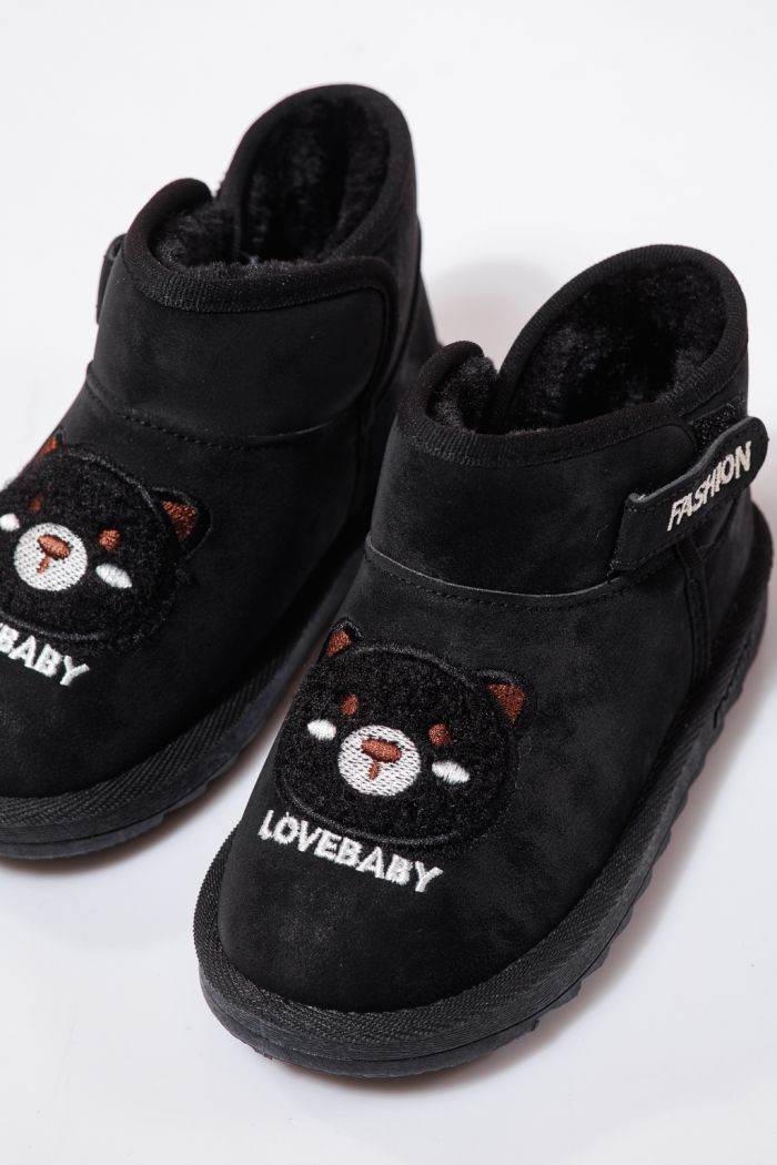 Боти за момичета подплатени с пух черни от еко кожа Julieta #23151