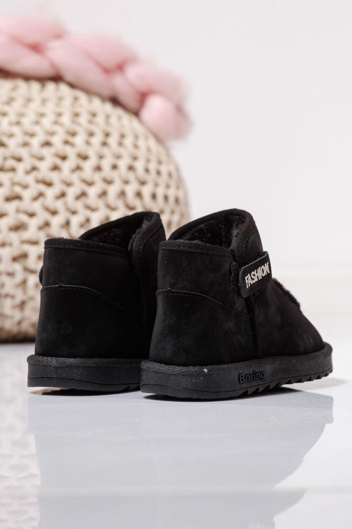 Боти за момичета подплатени с пух черни от еко кожа Julieta #23151