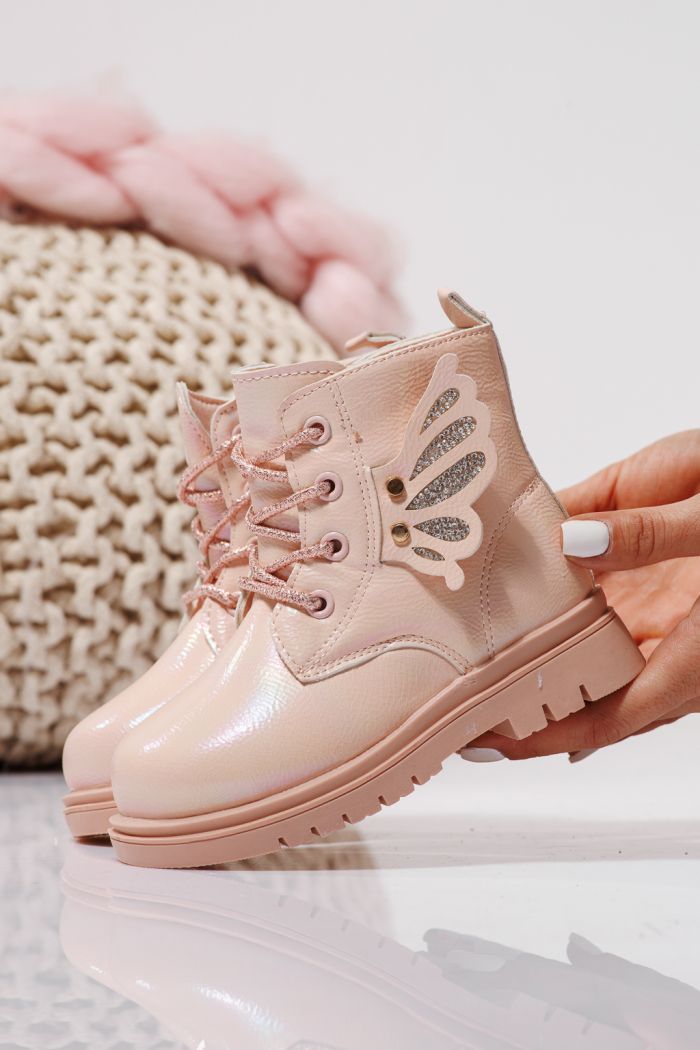 Боти за момичета подплатени с пух розов от еко кожа Melania #23142