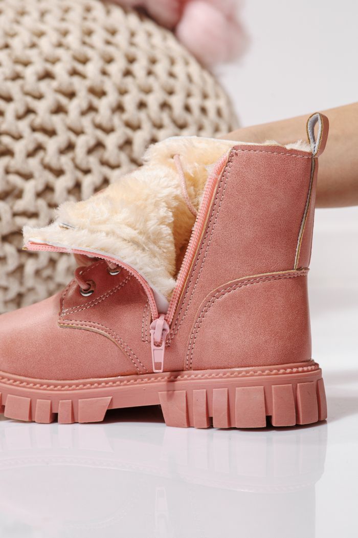 Боти за момичета подплатени с пух розов от еко кожа Xenia #23149