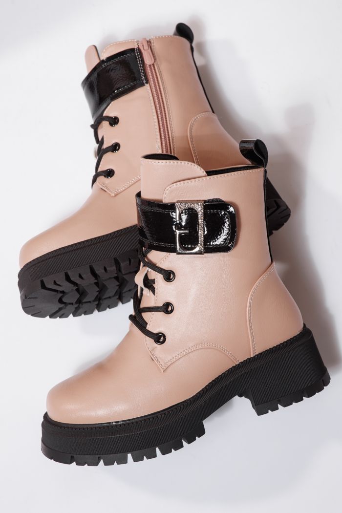 Боти за момичета подплатени с пух розов от еко кожа Alisa #23109