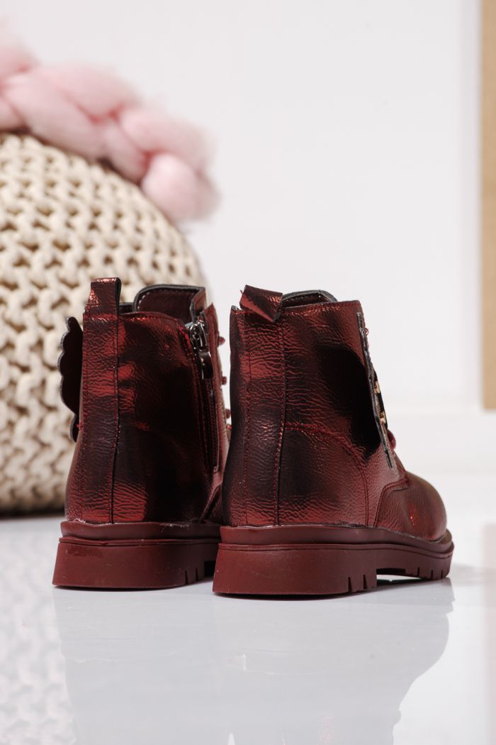 Боти за момичета подплатени с пух червен от еко кожа Melania #23143