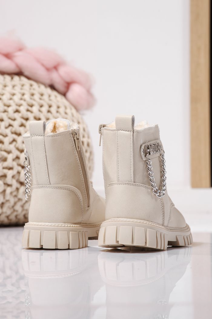 Боти за момичета подплатени с пух бежови от еко кожа Xenia #23148