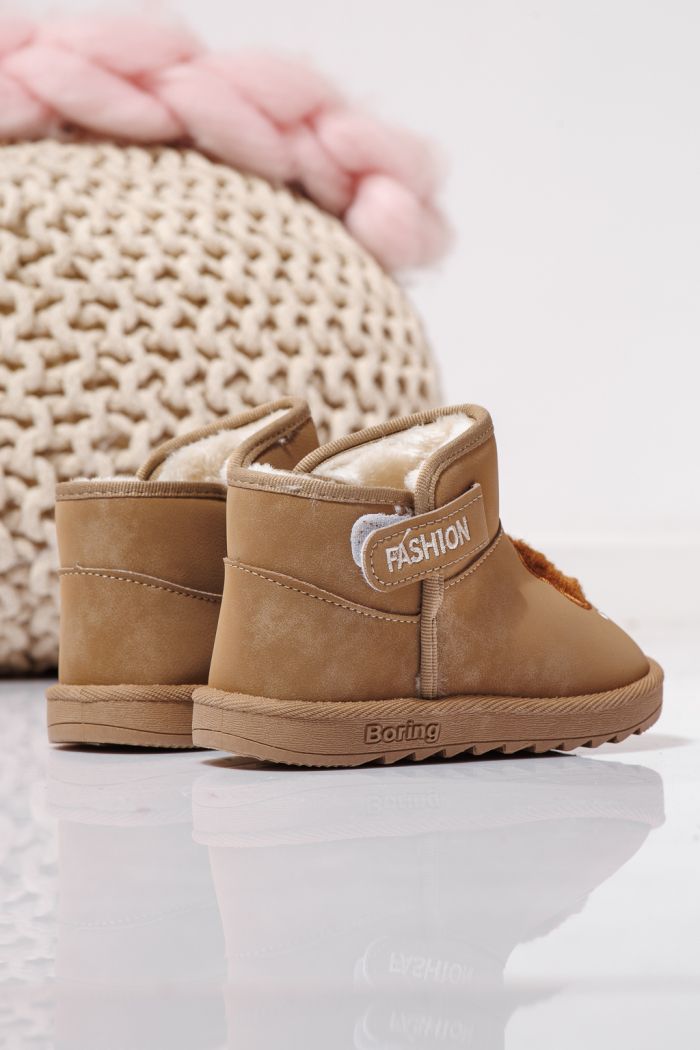 Боти за момичета подплатени с пух каки от еко кожа Julieta #23152