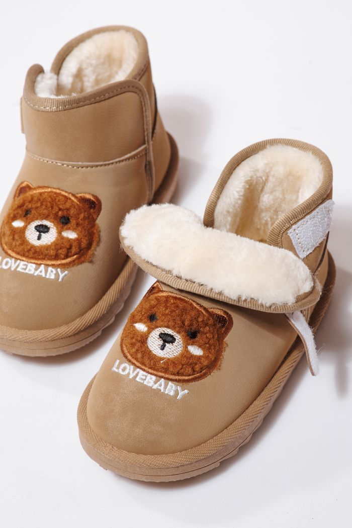 Боти за момичета подплатени с пух каки от еко кожа Julieta #23152