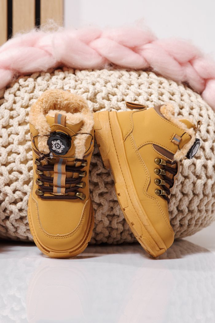 Детски боти подплатени с пух каки от еко кожа Akira #23146