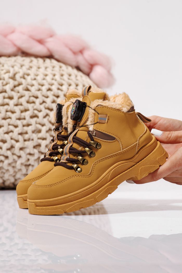 Детски боти подплатени с пух каки от еко кожа Akira #23146