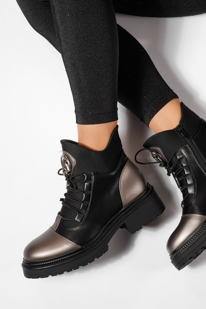 Дамски боти подплатени с пух черни от еко кожа Nami #23054