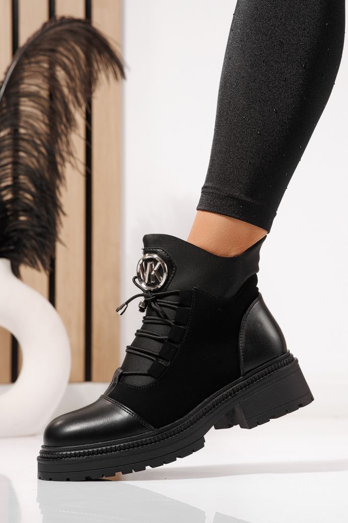 Дамски боти подплатени с пух черни от еко кожа Nami #23055