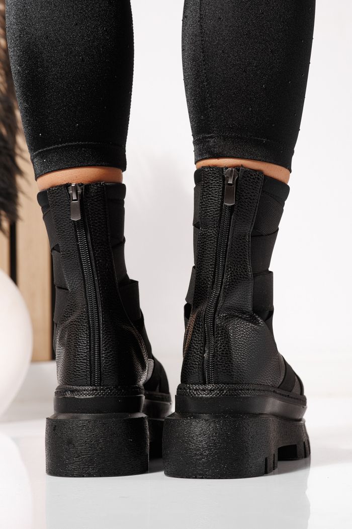 Дамски черни подплатени ботуши от екокожа Julia #23176