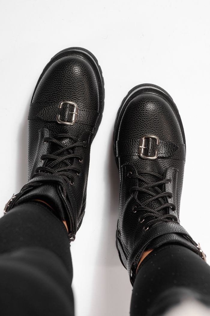 Дамски черни подплатени ботуши от еко кожа Joplin #23175