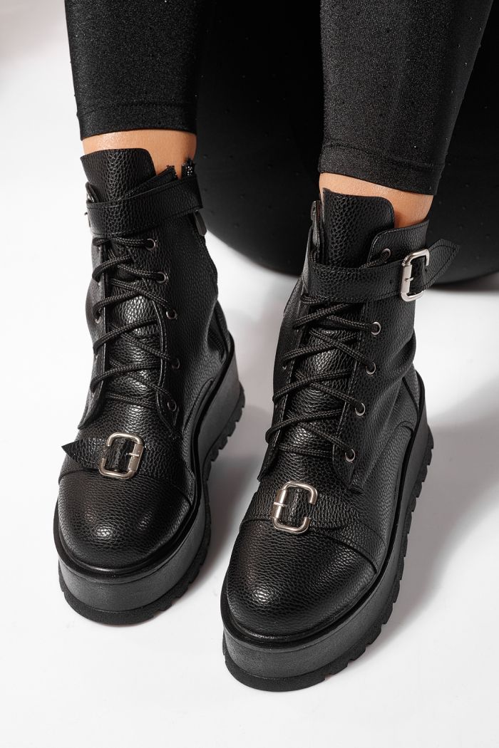 Дамски черни подплатени ботуши от еко кожа Joplin #23175