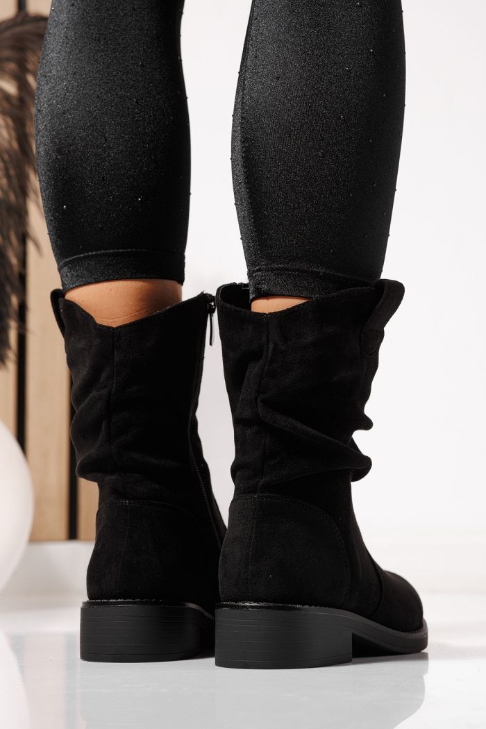 Дамски боти подплатени с пух черни от обърната еко кожа Lumi #23091