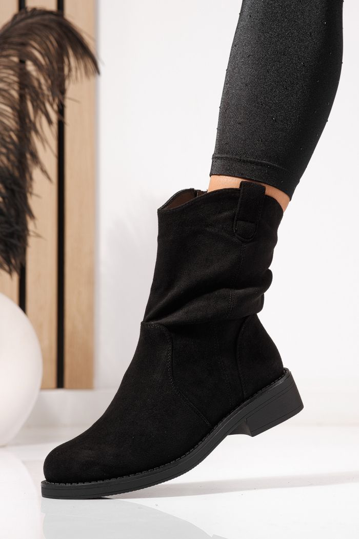 Дамски боти подплатени с пух черни от обърната еко кожа Lumi #23091