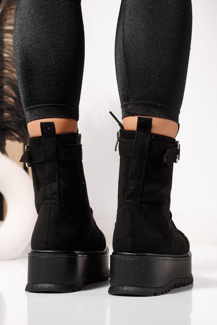 Дамски черни подплатени ботуши от еко кожа Joplin #23174