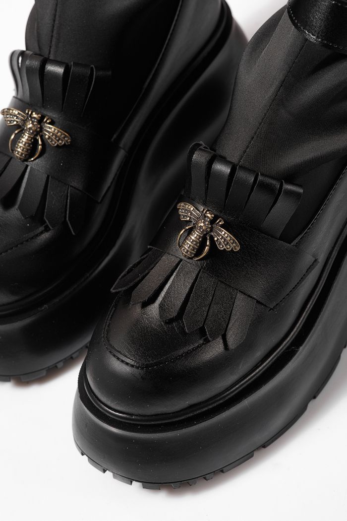 Дамски боти подплатени черни от еко кожа Venus #23161