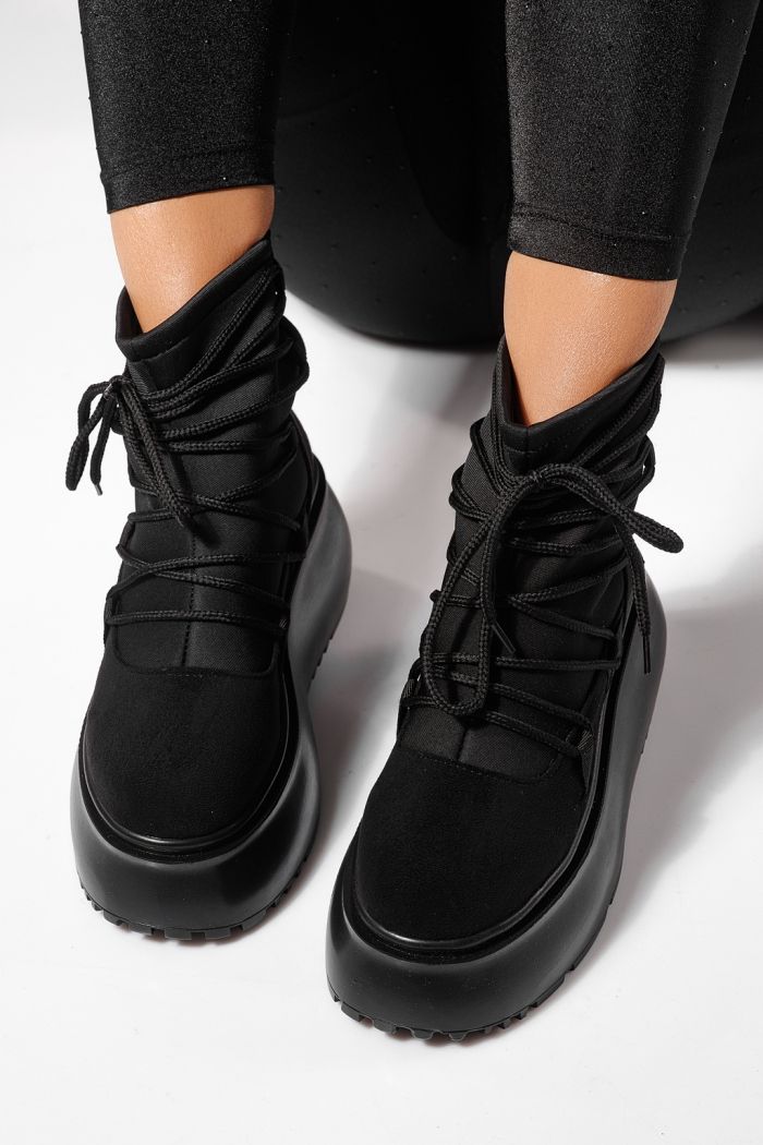 Дамски боти подплатени черни от обърната еко кожа  Inсивиd #23165