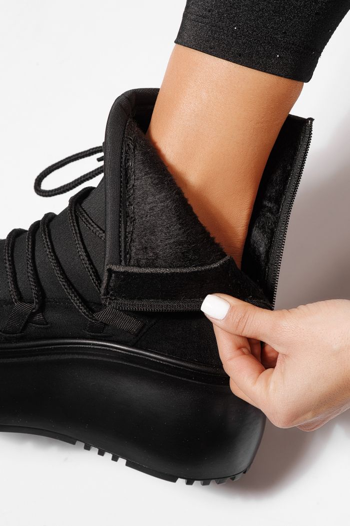 Дамски боти подплатени черни от обърната еко кожа  Inсивиd #23165